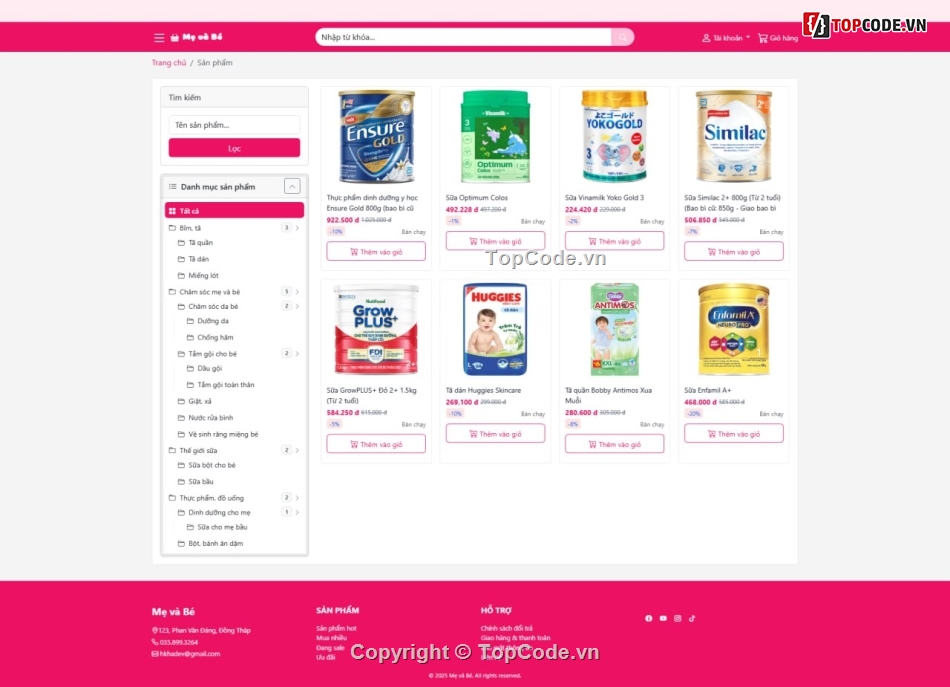 mẹ và bé,code laravel,code bán hàng,thương mại điện tử,Source Java Web Bán Hàng,code php giao diện đẹp